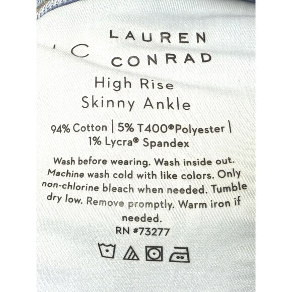 LC Lauren Conrad Womens High Rise Light Wash 5 Pocket Skinny Jeans Sz 8 New - Picture 5 of 6
